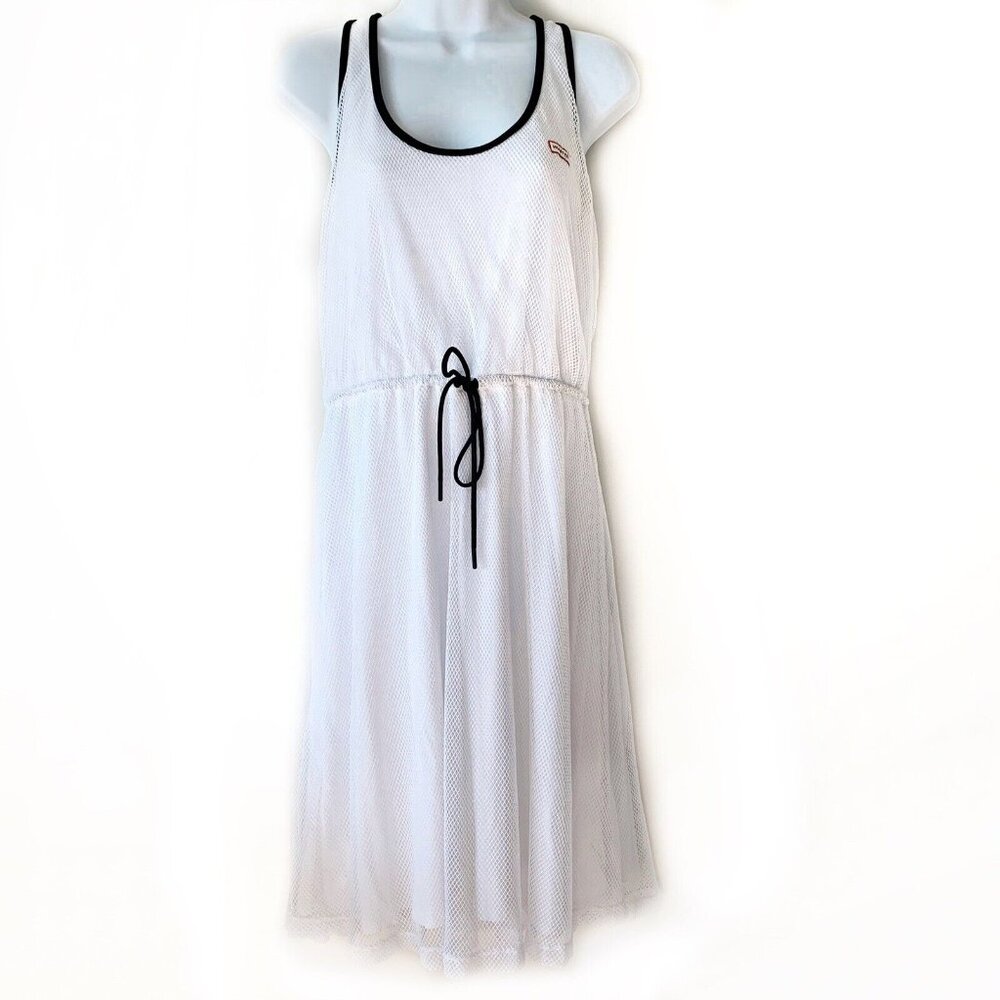 Hunter Target Mesh Dress White Racerback Drawstring Sleeveless‎ Midi Size Medium